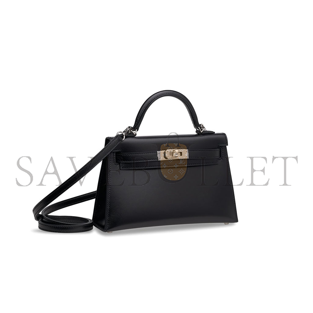 HERMÈS MASTER MINI KELLY II BOX LEATHER  WITH PALLADIUM HARDWARE (19*12*5.5cm) 